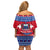 Personalised Samoa Christmas Off Shoulder Short Dress Samoan Coat Of Arms Manuia Le Kirisimas - Wonder Print Shop