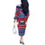 Personalised Samoa Christmas Off The Shoulder Long Sleeve Dress Samoan Coat Of Arms Manuia Le Kirisimas - Wonder Print Shop