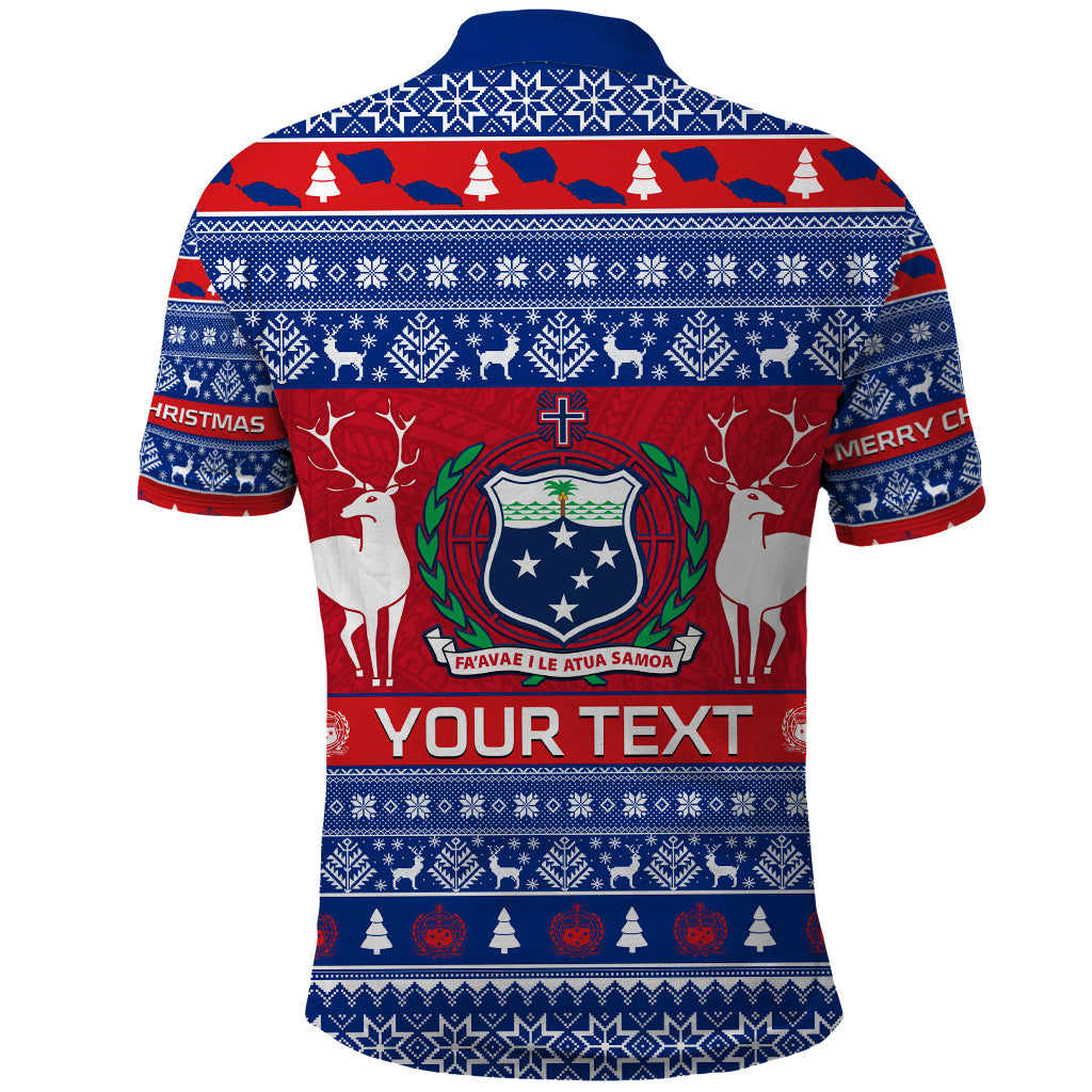 Personalised Samoa Christmas Polo Shirt Samoan Coat Of Arms Manuia Le Kirisimas - Wonder Print Shop