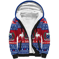 Personalised Samoa Christmas Sherpa Hoodie Samoan Coat Of Arms Manuia Le Kirisimas - Wonder Print Shop