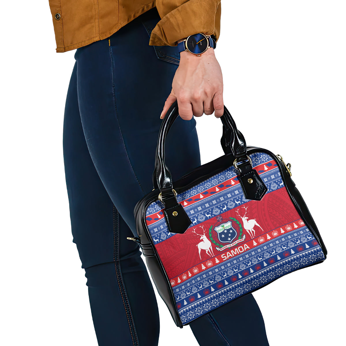 personalised-samoa-christmas-shoulder-handbag-samoan-coat-of-arms-manuia-le-kirisimas
