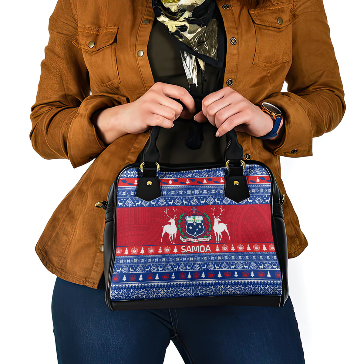 personalised-samoa-christmas-shoulder-handbag-samoan-coat-of-arms-manuia-le-kirisimas