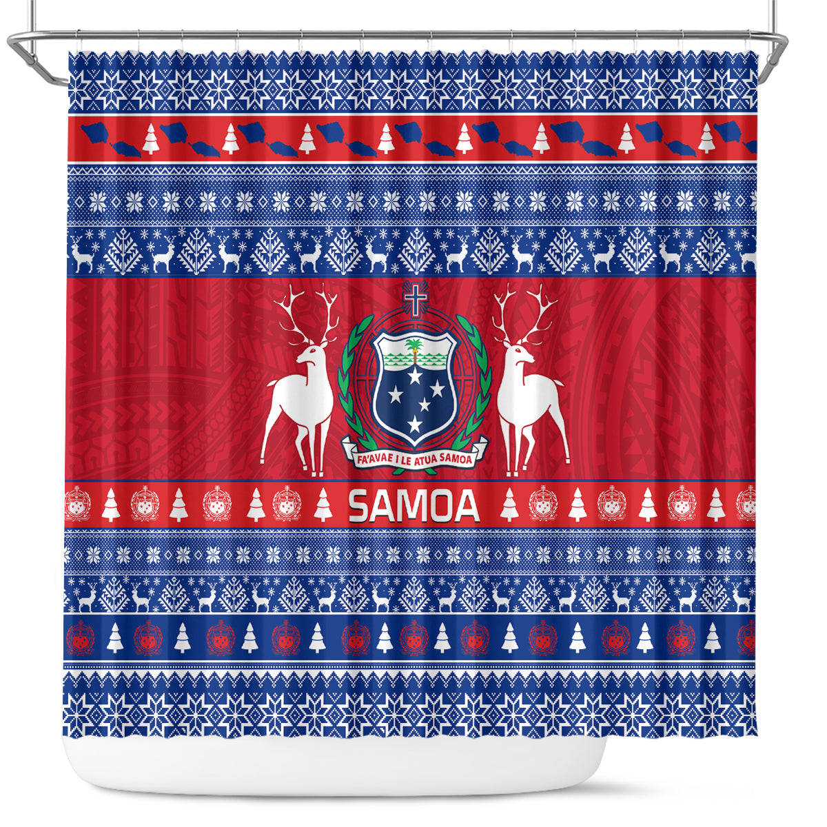 personalised-samoa-christmas-shower-curtain-samoan-coat-of-arms-manuia-le-kirisimas