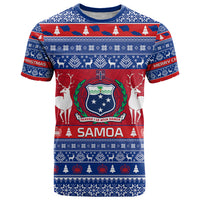 Personalised Samoa Christmas T Shirt Samoan Coat Of Arms Manuia Le Kirisimas - Wonder Print Shop