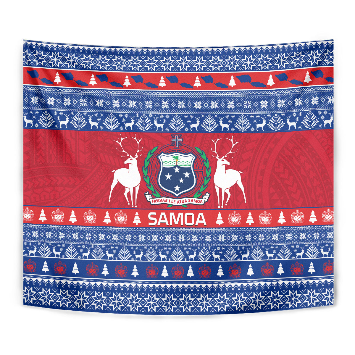 Personalised Samoa Christmas Tapestry Samoan Coat Of Arms Manuia Le Kirisimas - Wonder Print Shop