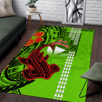 Personalised Hawaii Christmas Area Rug Mele Kalikimaka Kakau Polynesian Shark Tattoo - Wonder Print Shop