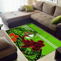 Personalised Hawaii Christmas Area Rug Mele Kalikimaka Kakau Polynesian Shark Tattoo - Wonder Print Shop