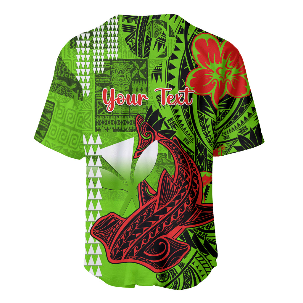 Personalised Hawaii Christmas Baseball Jersey Mele Kalikimaka Kakau Polynesian Shark Tattoo - Wonder Print Shop