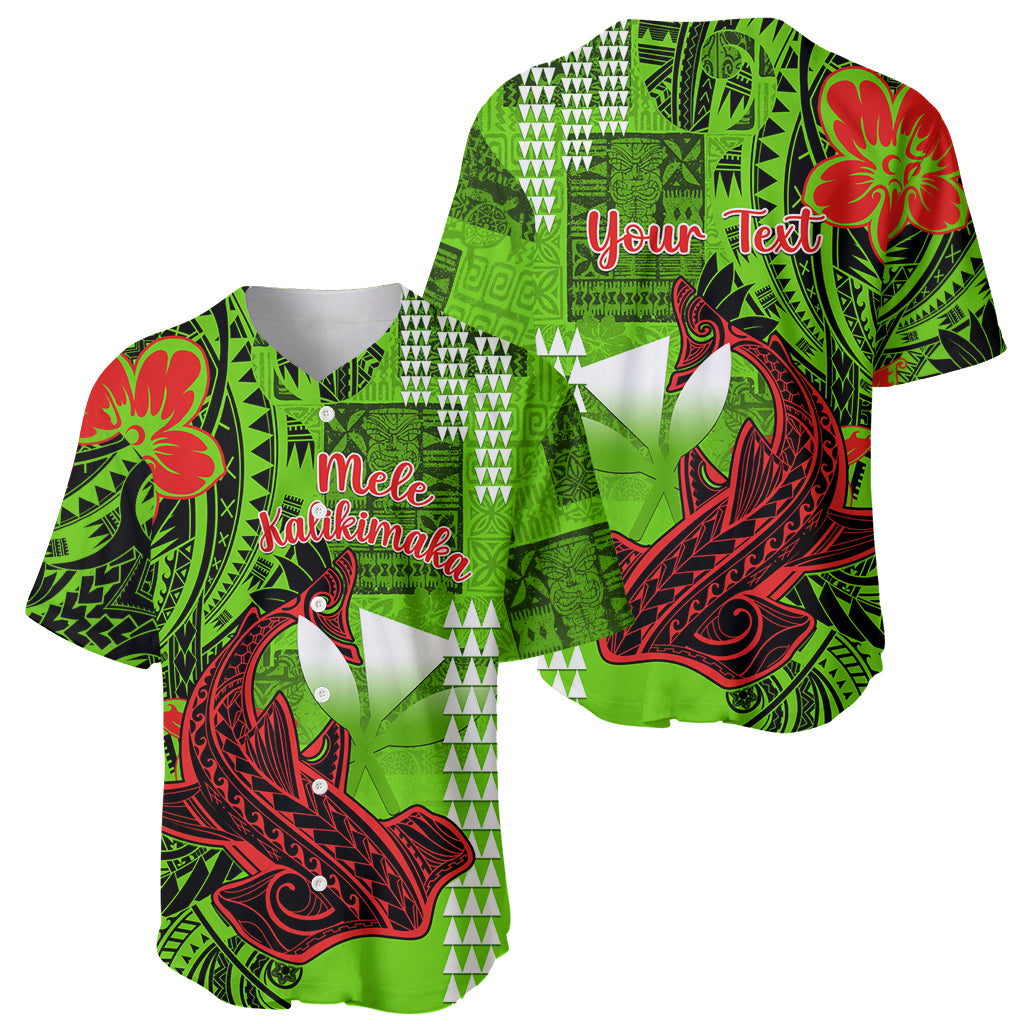Personalised Hawaii Christmas Baseball Jersey Mele Kalikimaka Kakau Polynesian Shark Tattoo - Wonder Print Shop
