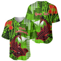 Personalised Hawaii Christmas Baseball Jersey Mele Kalikimaka Kakau Polynesian Shark Tattoo - Wonder Print Shop