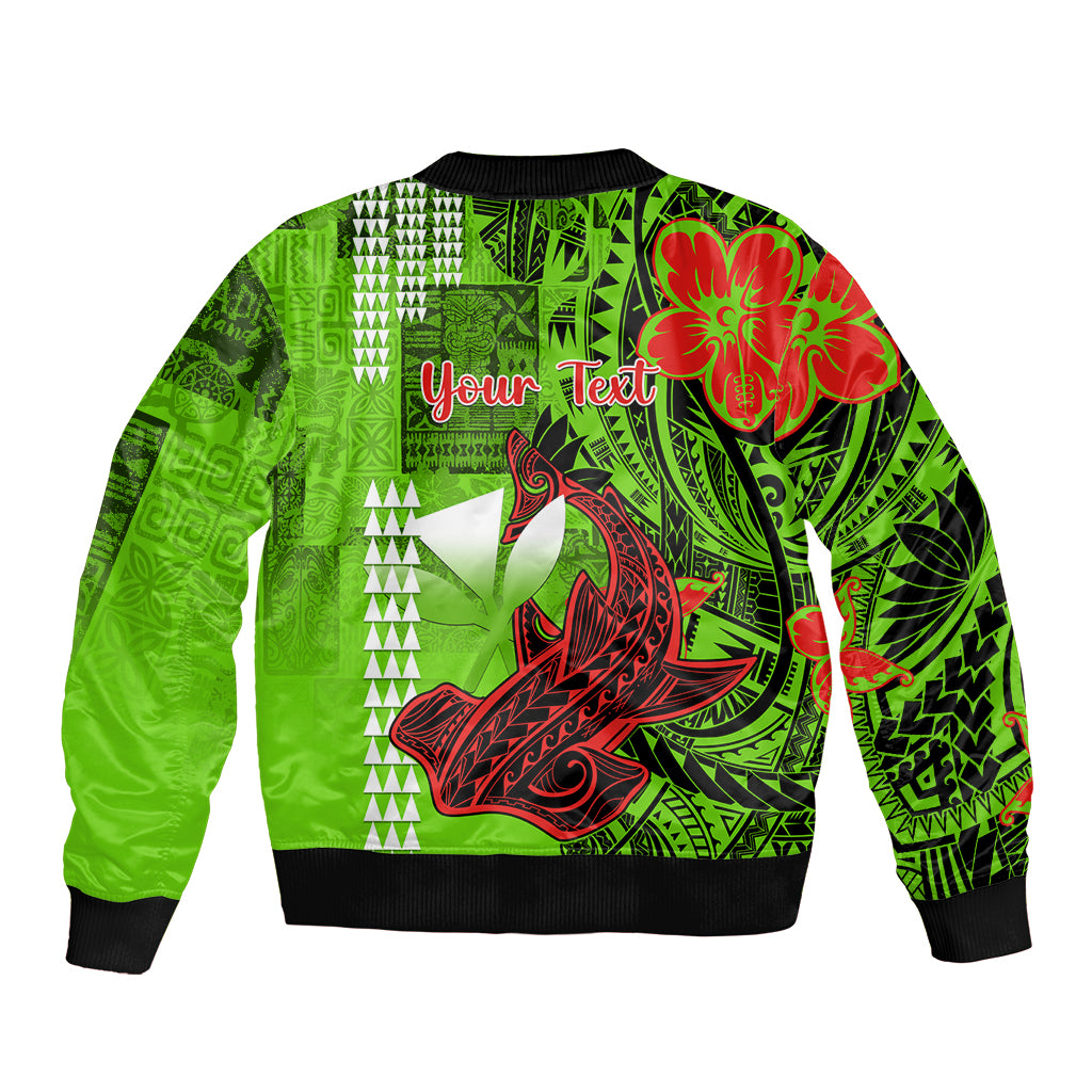 Personalised Hawaii Christmas Bomber Jacket Mele Kalikimaka Kakau Polynesian Shark Tattoo - Wonder Print Shop