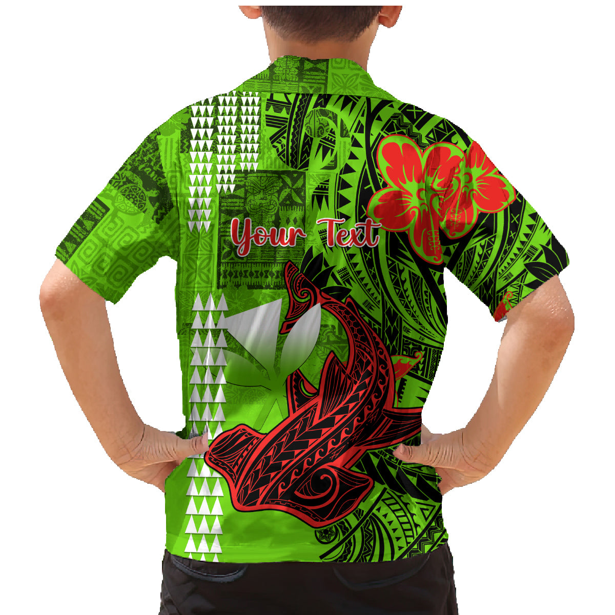 Personalised Hawaii Christmas Family Matching Mermaid Dress and Hawaiian Shirt Mele Kalikimaka Kakau Polynesian Shark Tattoo - Wonder Print Shop