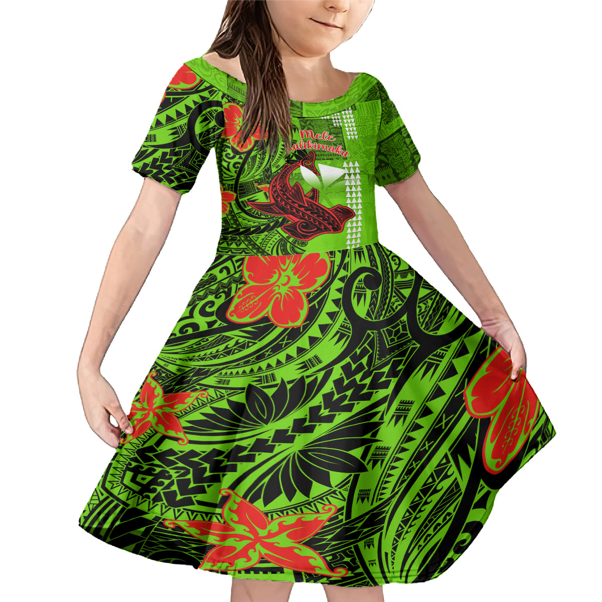 Personalised Hawaii Christmas Family Matching Mermaid Dress and Hawaiian Shirt Mele Kalikimaka Kakau Polynesian Shark Tattoo - Wonder Print Shop