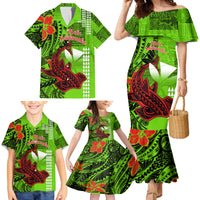 Personalised Hawaii Christmas Family Matching Mermaid Dress and Hawaiian Shirt Mele Kalikimaka Kakau Polynesian Shark Tattoo - Wonder Print Shop