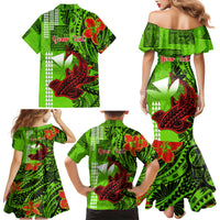 Personalised Hawaii Christmas Family Matching Mermaid Dress and Hawaiian Shirt Mele Kalikimaka Kakau Polynesian Shark Tattoo - Wonder Print Shop
