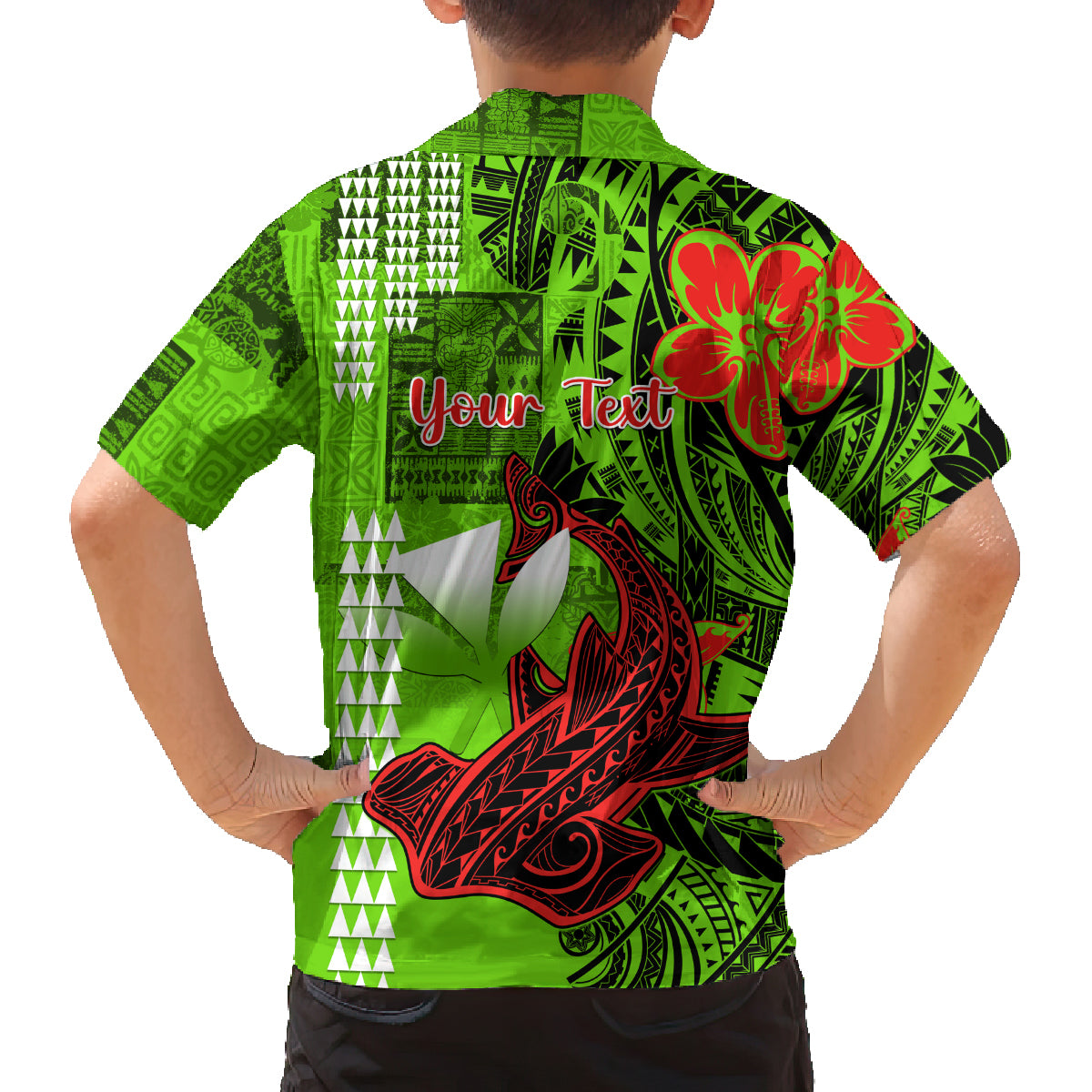 Personalised Hawaii Christmas Family Matching Off Shoulder Long Sleeve Dress and Hawaiian Shirt Mele Kalikimaka Kakau Polynesian Shark Tattoo - Wonder Print Shop