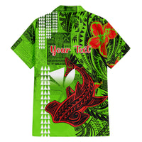 Personalised Hawaii Christmas Family Matching Off Shoulder Long Sleeve Dress and Hawaiian Shirt Mele Kalikimaka Kakau Polynesian Shark Tattoo - Wonder Print Shop