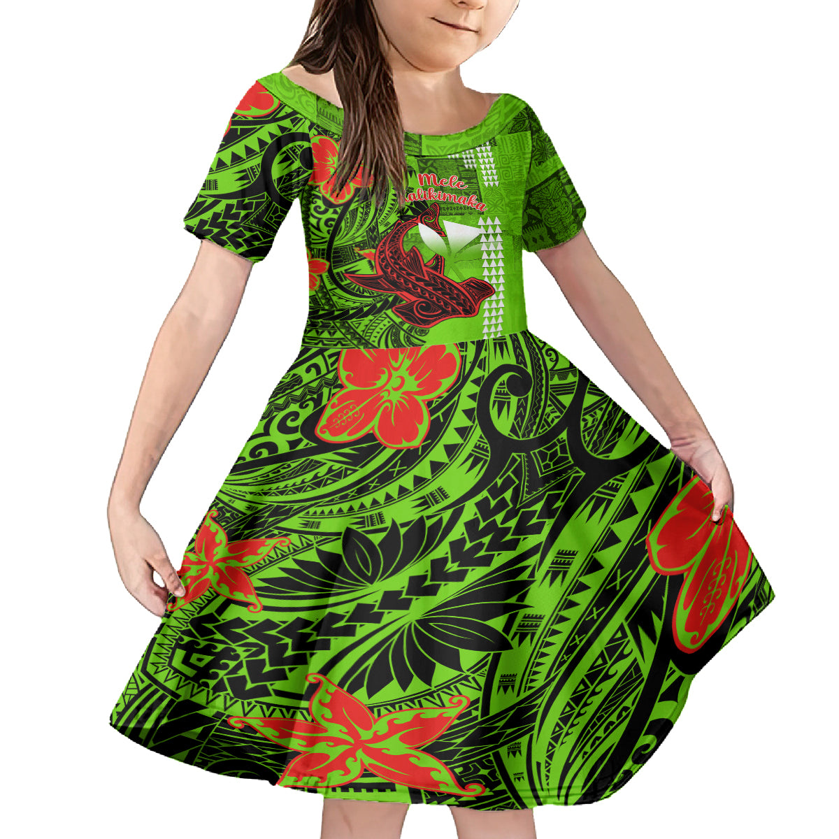 Personalised Hawaii Christmas Family Matching Off Shoulder Short Dress and Hawaiian Shirt Mele Kalikimaka Kakau Polynesian Shark Tattoo - Wonder Print Shop