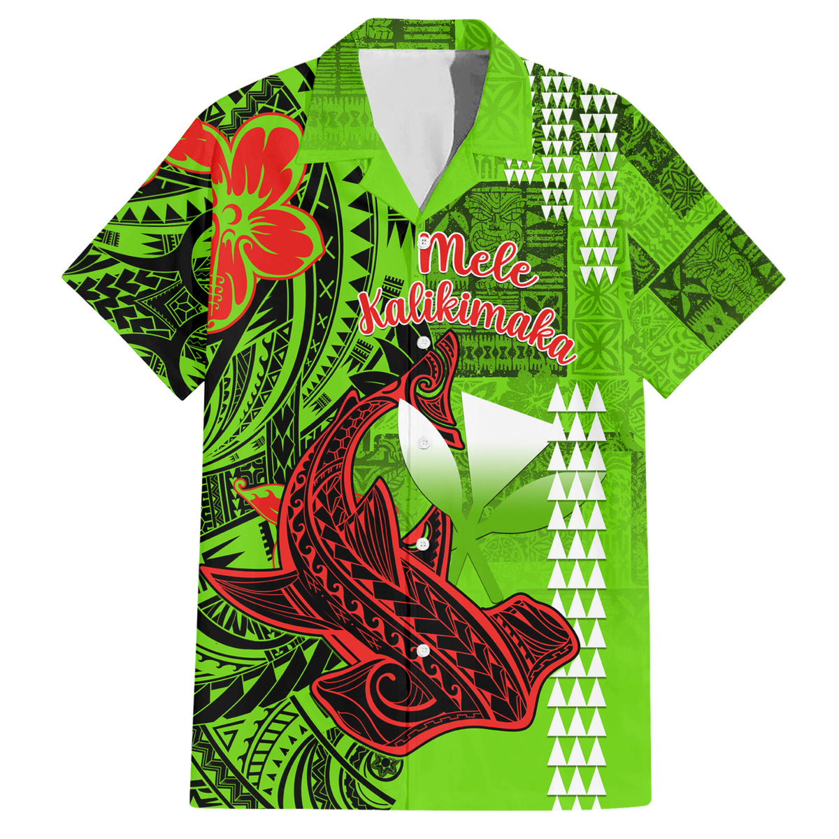 Personalised Hawaii Christmas Family Matching Short Sleeve Bodycon Dress and Hawaiian Shirt Mele Kalikimaka Kakau Polynesian Shark Tattoo - Wonder Print Shop