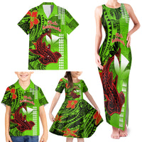 Personalised Hawaii Christmas Family Matching Tank Maxi Dress and Hawaiian Shirt Mele Kalikimaka Kakau Polynesian Shark Tattoo - Wonder Print Shop