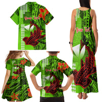 Personalised Hawaii Christmas Family Matching Tank Maxi Dress and Hawaiian Shirt Mele Kalikimaka Kakau Polynesian Shark Tattoo - Wonder Print Shop