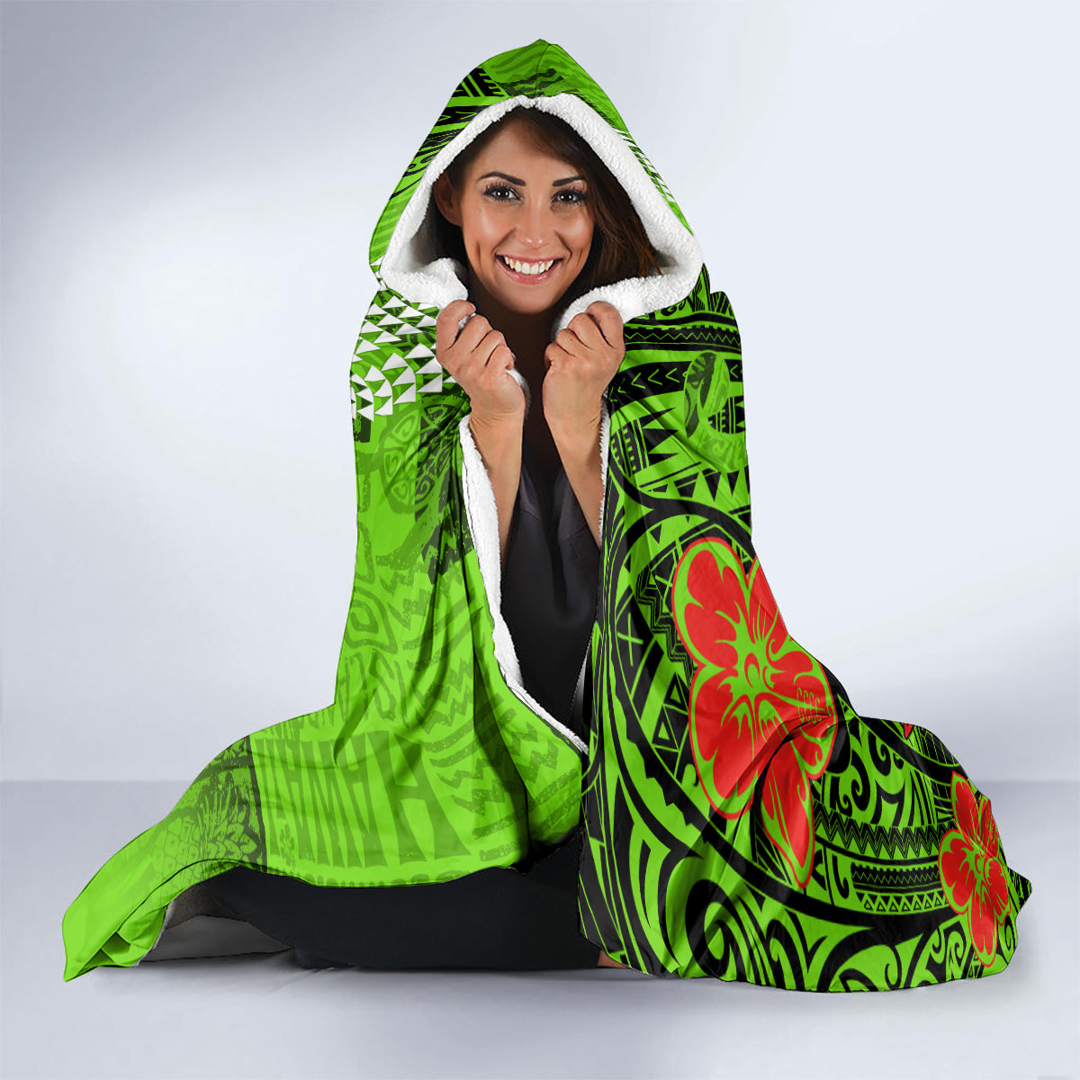 personalised-hawaii-christmas-hooded-blanket-mele-kalikimaka-kakau-polynesian-shark-tattoo