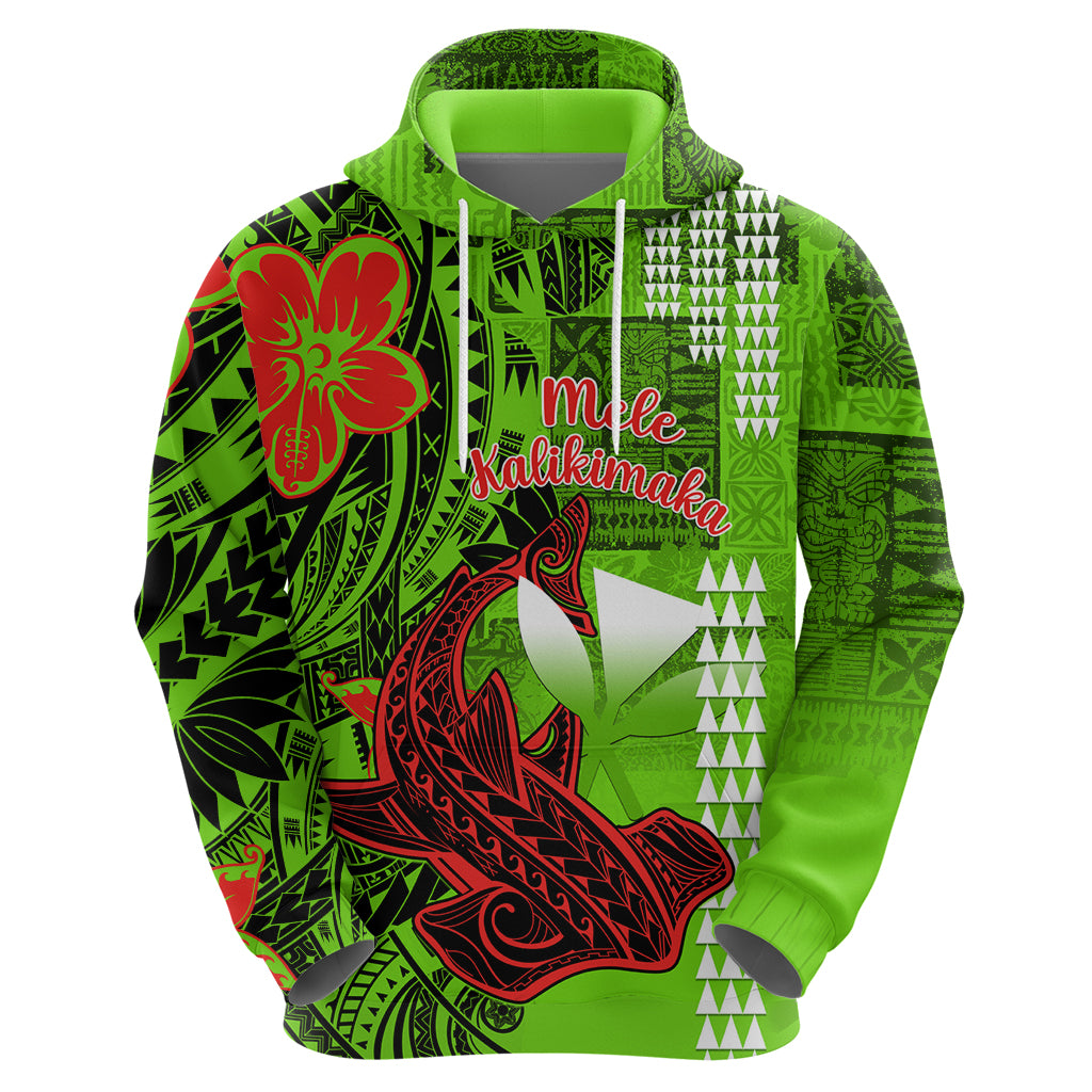 Personalised Hawaii Christmas Hoodie Mele Kalikimaka Kakau Polynesian Shark Tattoo - Wonder Print Shop