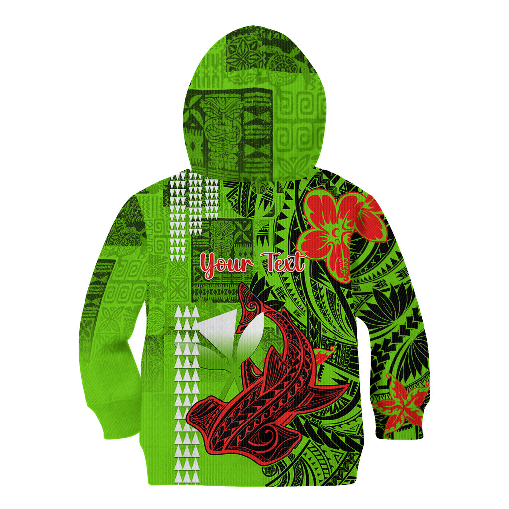 Personalised Hawaii Christmas Kid Hoodie Mele Kalikimaka Kakau Polynesian Shark Tattoo - Wonder Print Shop