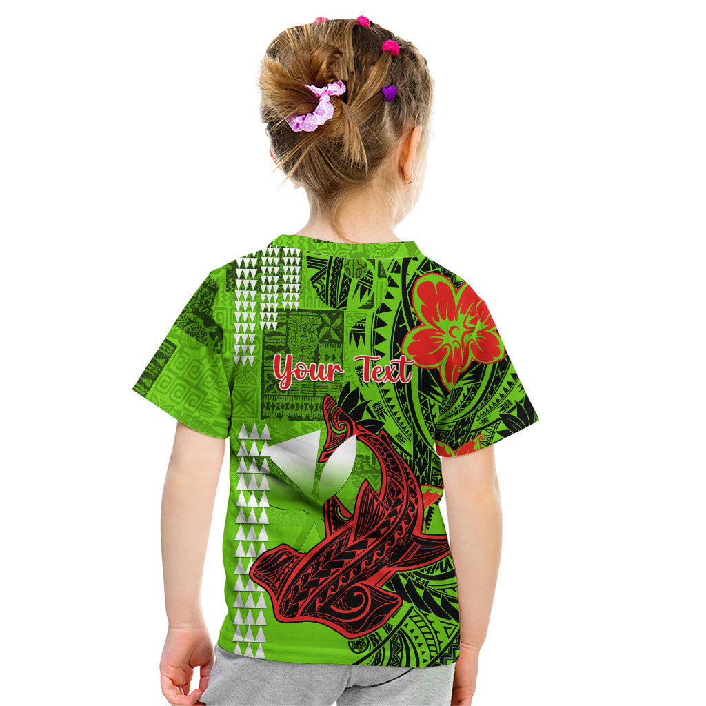 Personalised Hawaii Christmas Kid T Shirt Mele Kalikimaka Kakau Polynesian Shark Tattoo - Wonder Print Shop