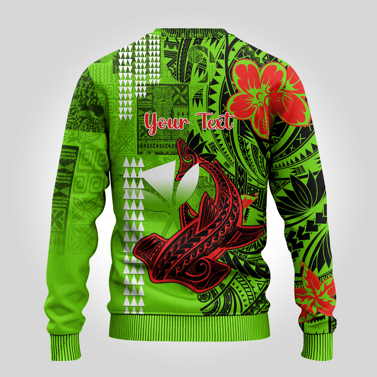 Personalised Hawaii Christmas Ugly Christmas Sweater Mele Kalikimaka Kakau Polynesian Shark Tattoo - Wonder Print Shop