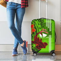 Personalised Hawaii Christmas Luggage Cover Mele Kalikimaka Kakau Polynesian Shark Tattoo - Wonder Print Shop