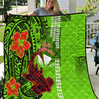 Personalised Hawaii Christmas Quilt Mele Kalikimaka Kakau Polynesian Shark Tattoo - Wonder Print Shop