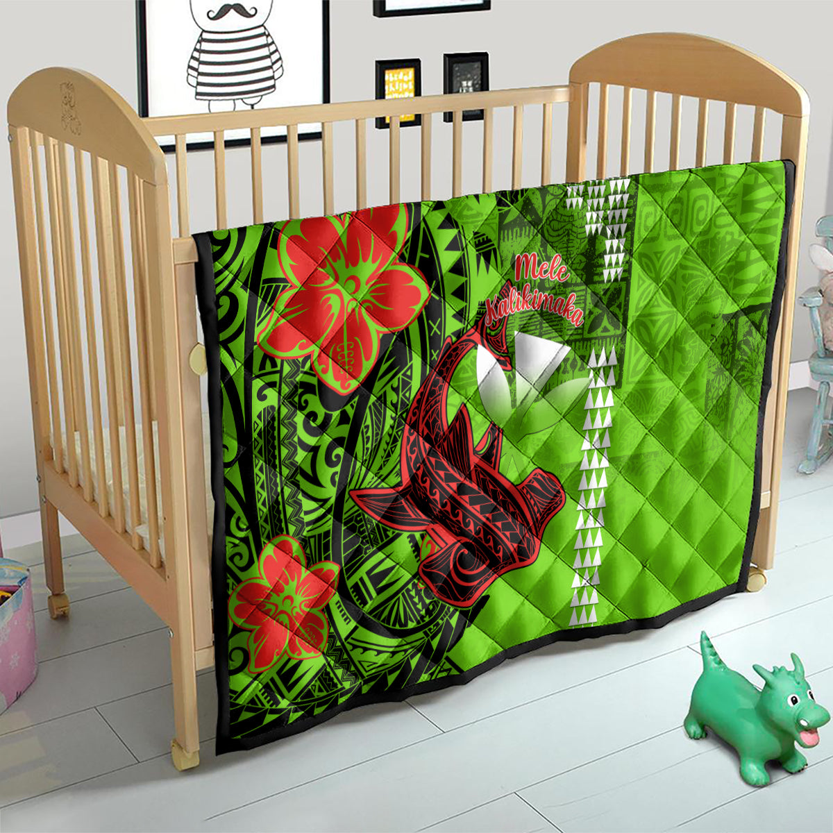 Personalised Hawaii Christmas Quilt Mele Kalikimaka Kakau Polynesian Shark Tattoo - Wonder Print Shop