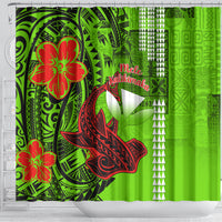 personalised-hawaii-christmas-shower-curtain-mele-kalikimaka-kakau-polynesian-shark-tattoo