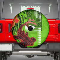 Personalised Hawaii Christmas Spare Tire Cover Mele Kalikimaka Kakau Polynesian Shark Tattoo - Wonder Print Shop