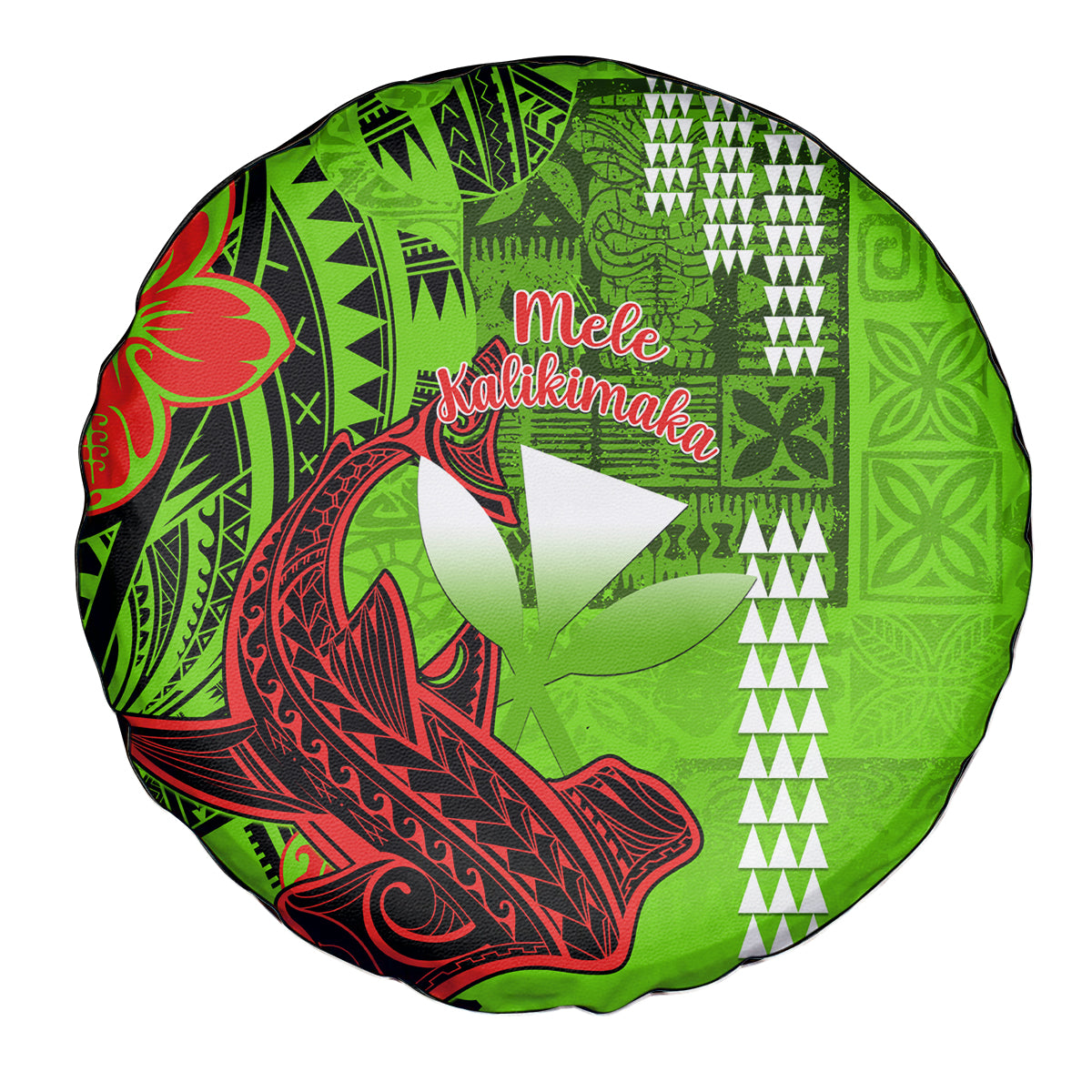 Personalised Hawaii Christmas Spare Tire Cover Mele Kalikimaka Kakau Polynesian Shark Tattoo - Wonder Print Shop