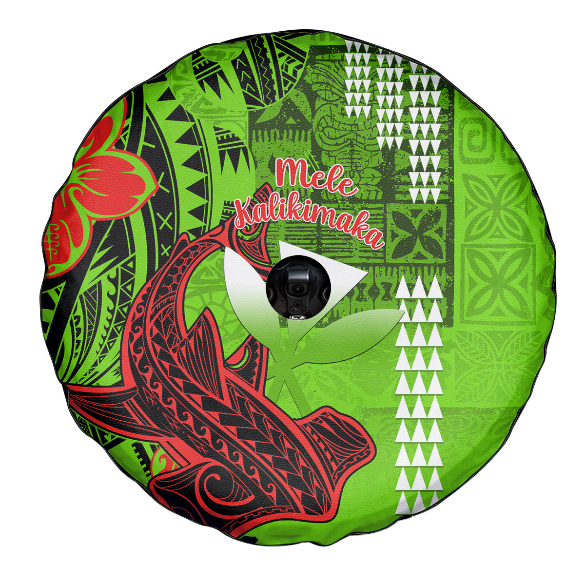 Personalised Hawaii Christmas Spare Tire Cover Mele Kalikimaka Kakau Polynesian Shark Tattoo - Wonder Print Shop