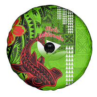 Personalised Hawaii Christmas Spare Tire Cover Mele Kalikimaka Kakau Polynesian Shark Tattoo - Wonder Print Shop