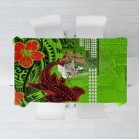 Personalised Hawaii Christmas Tablecloth Mele Kalikimaka Kakau Polynesian Shark Tattoo - Wonder Print Shop