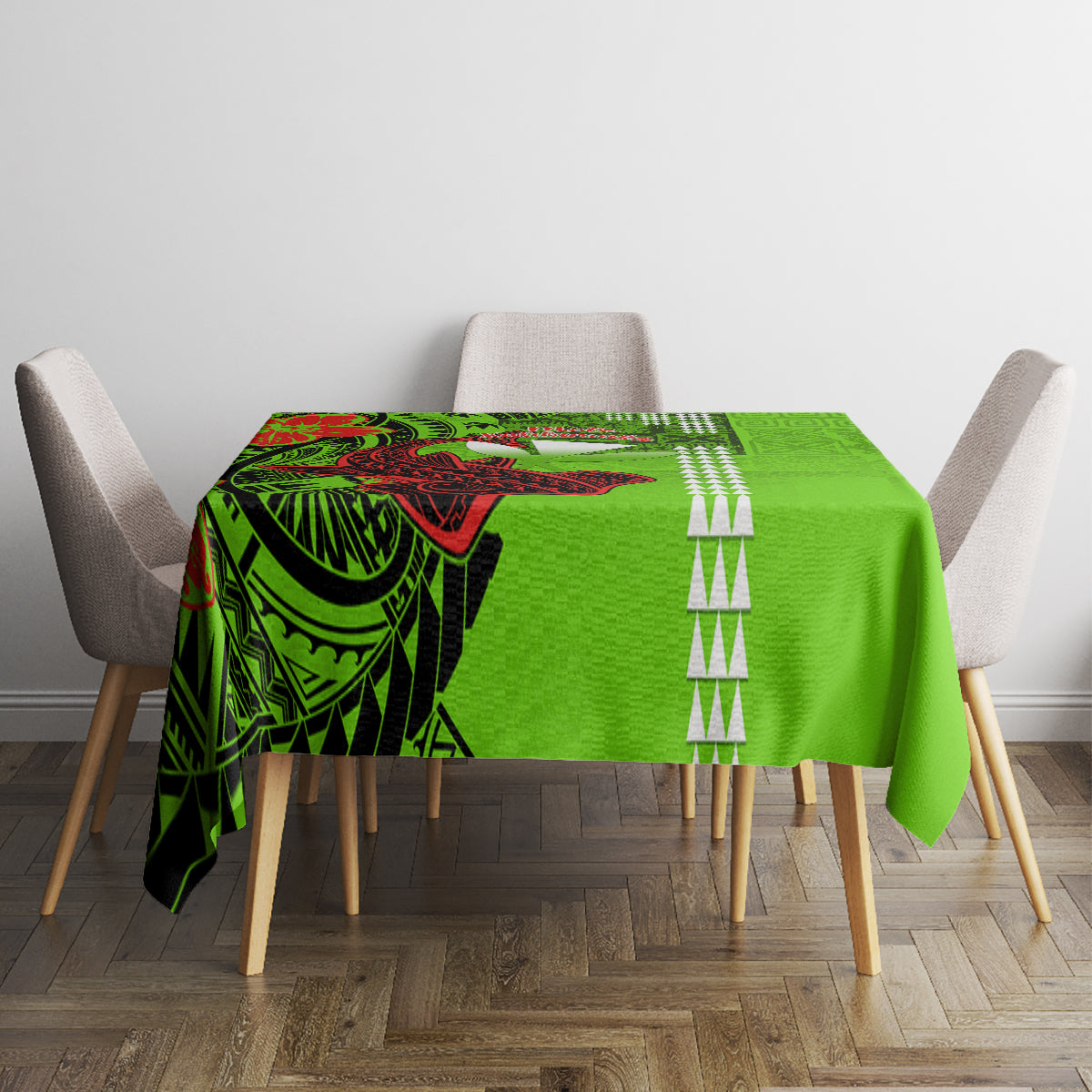 Personalised Hawaii Christmas Tablecloth Mele Kalikimaka Kakau Polynesian Shark Tattoo - Wonder Print Shop