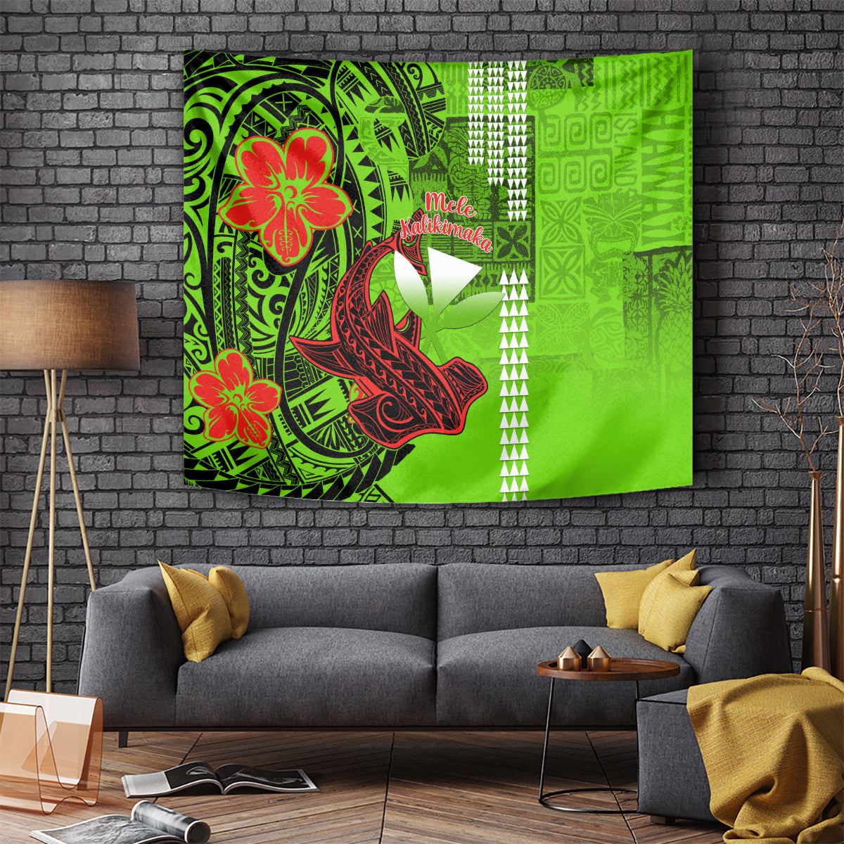 Personalised Hawaii Christmas Tapestry Mele Kalikimaka Kakau Polynesian Shark Tattoo - Wonder Print Shop