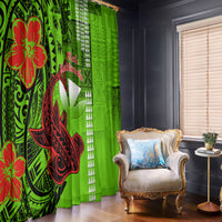 Personalised Hawaii Christmas Window Curtain Mele Kalikimaka Kakau Polynesian Shark Tattoo - Wonder Print Shop