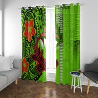 Personalised Hawaii Christmas Window Curtain Mele Kalikimaka Kakau Polynesian Shark Tattoo - Wonder Print Shop