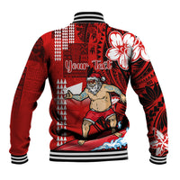 Personalised Hawaii Christmas Baseball Jacket Mele Kalikimaka Surfing Santa Claus - Wonder Print Shop