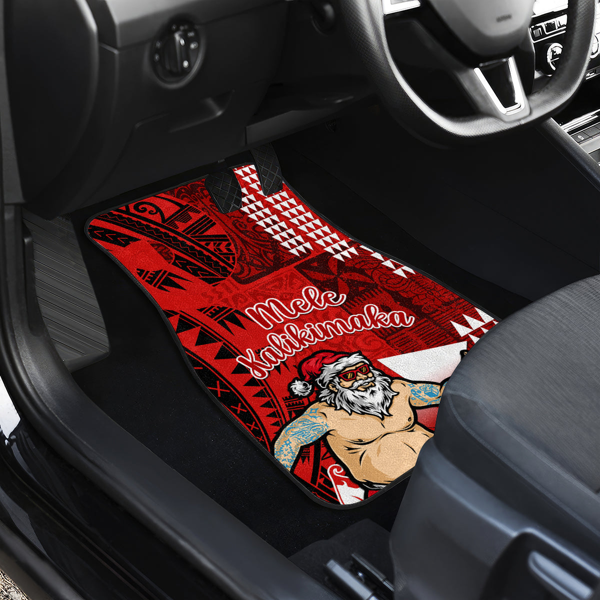 Personalised Hawaii Christmas Car Mats Mele Kalikimaka Surfing Santa Claus - Wonder Print Shop