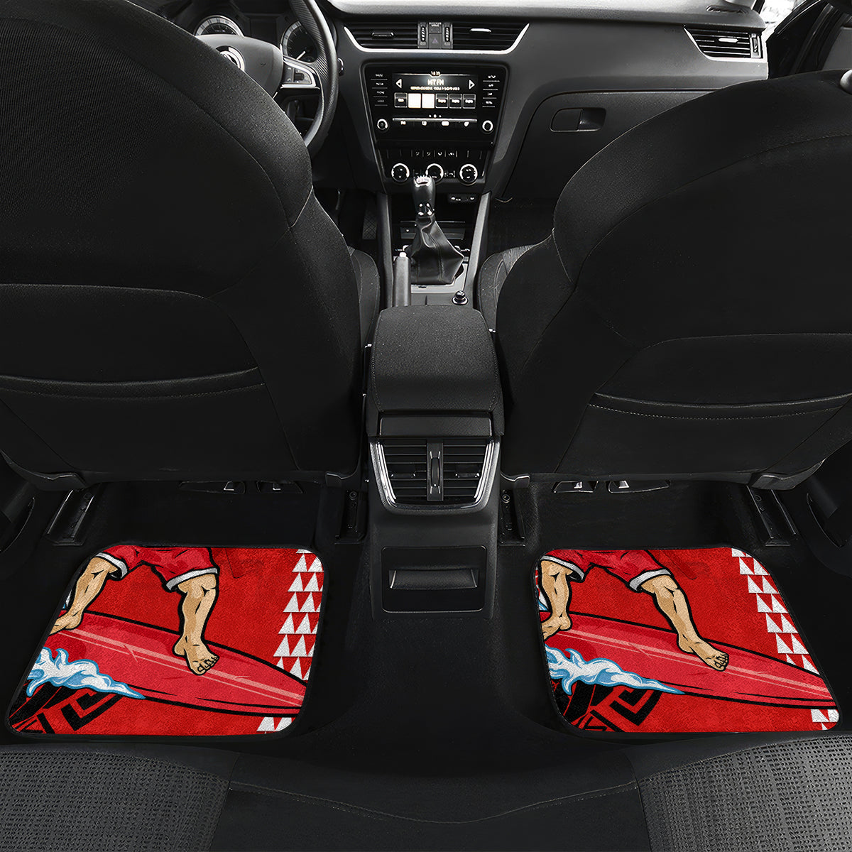 Personalised Hawaii Christmas Car Mats Mele Kalikimaka Surfing Santa Claus - Wonder Print Shop