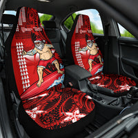 Personalised Hawaii Christmas Car Seat Cover Mele Kalikimaka Surfing Santa Claus - Wonder Print Shop