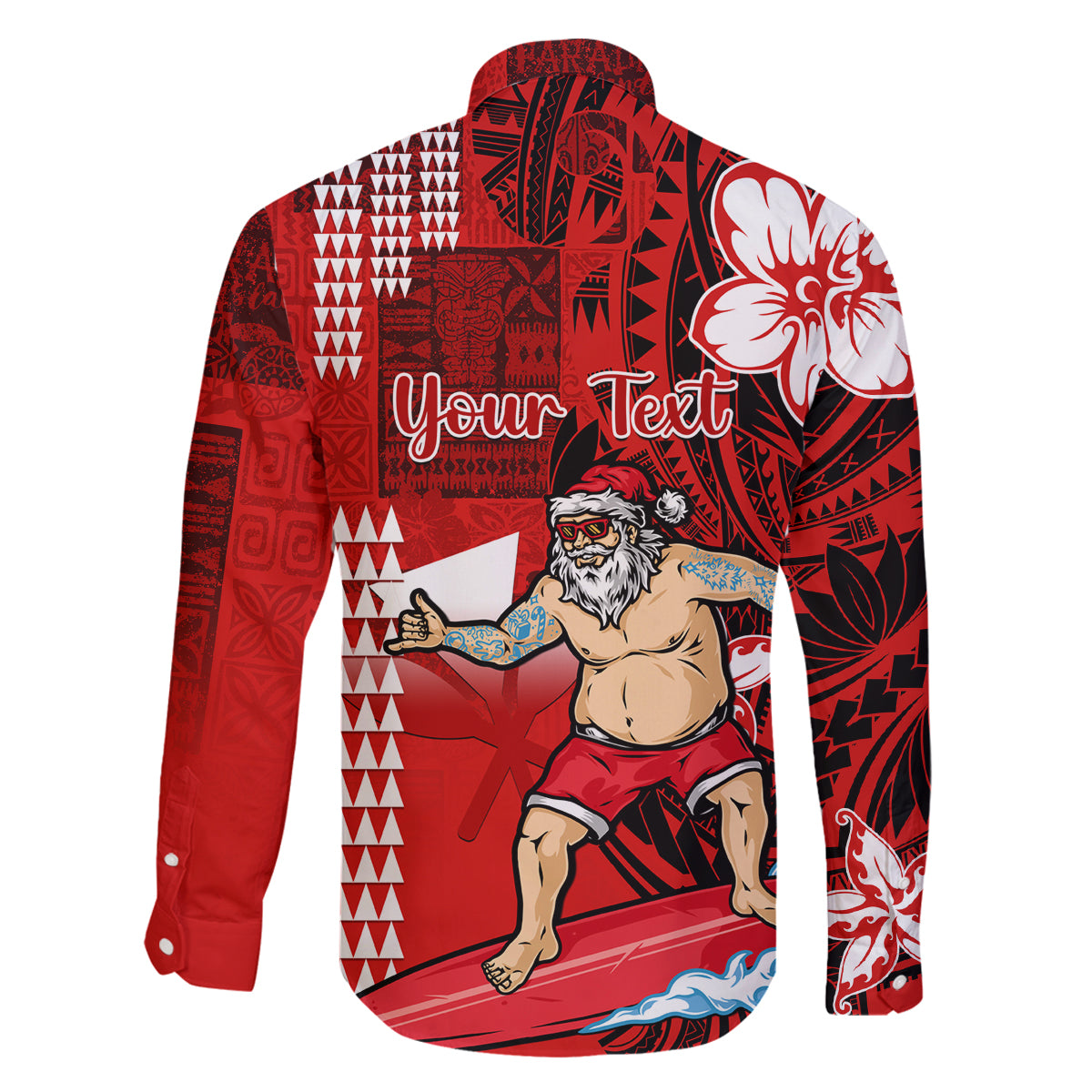 Personalised Hawaii Christmas Family Matching Mermaid Dress and Hawaiian Shirt Mele Kalikimaka Surfing Santa Claus - Wonder Print Shop