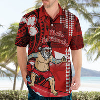Personalised Hawaii Christmas Hawaiian Shirt Mele Kalikimaka Surfing Santa Claus - Wonder Print Shop