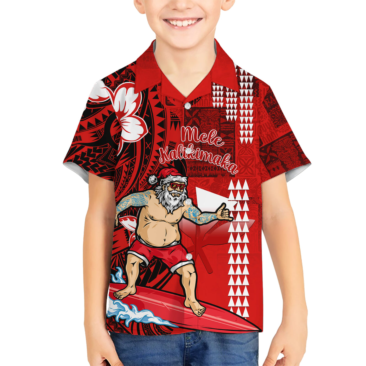 Personalised Hawaii Christmas Hawaiian Shirt Mele Kalikimaka Surfing Santa Claus - Wonder Print Shop